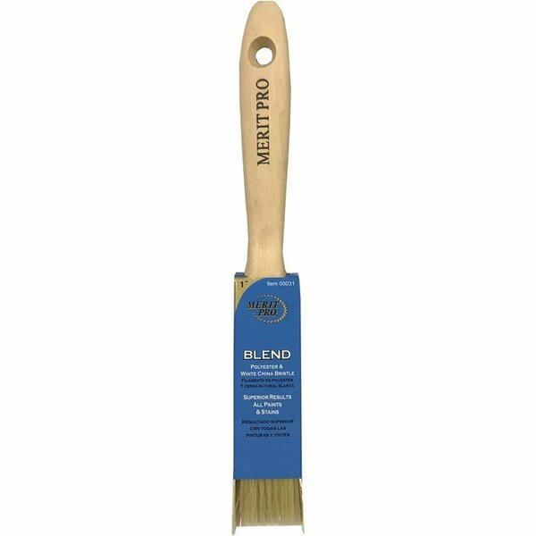 Merit Pro 1 in. Blend White China Bristle Polyester Beavertail Brush 00031